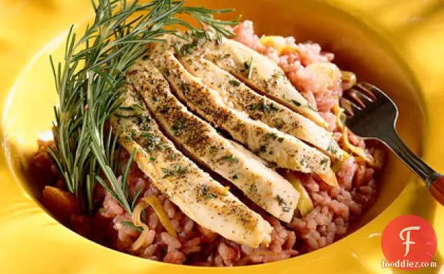 Pinot Noir Risotto With Rosemary Chicken