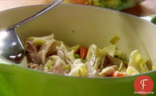 Turkey Soup with Egg Noodles and Vegetables