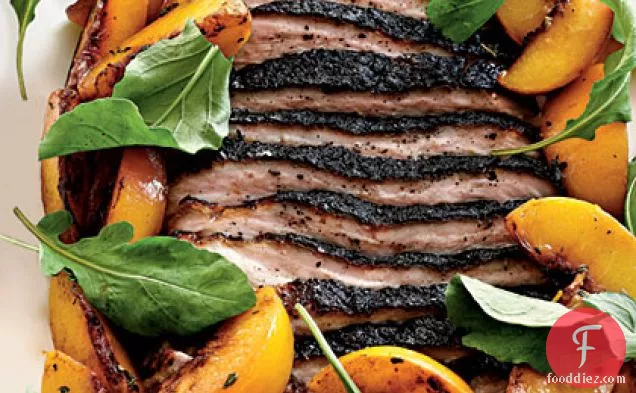 Roasted Pork Belly with Late-Harvest Peaches and Arugula