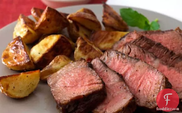 Pepper-Crusted Steak with Mustard-Mint Sauce