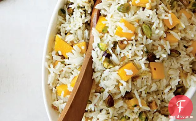 Coconut Rice with Mangoes and Pistachios
