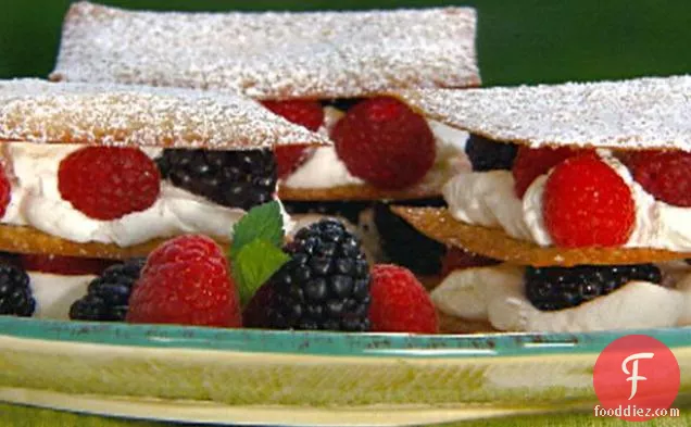 Berry Napoleons with Sugared Wonton Wrappers
