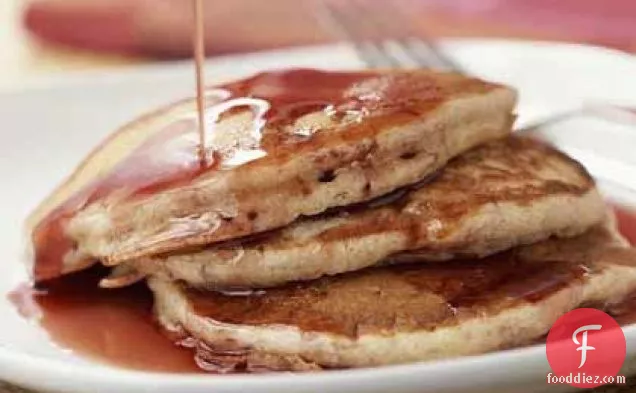 Buttermilk-Banana Pancakes with Pomegranate Syrup