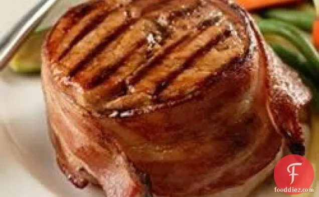 Bacon-Wrapped Pork Chops With Seasoned Butter