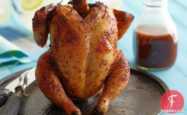 Beer Can Chicken with Cola Barbecue Sauce