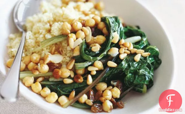 Swiss Chard with Chickpeas and Couscous