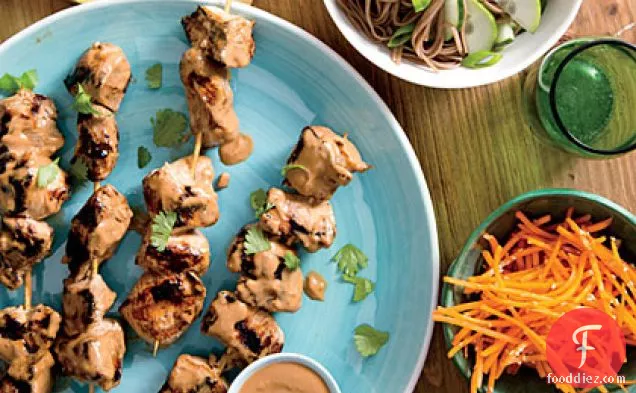 Chicken Kebabs with Cucumber Noodles