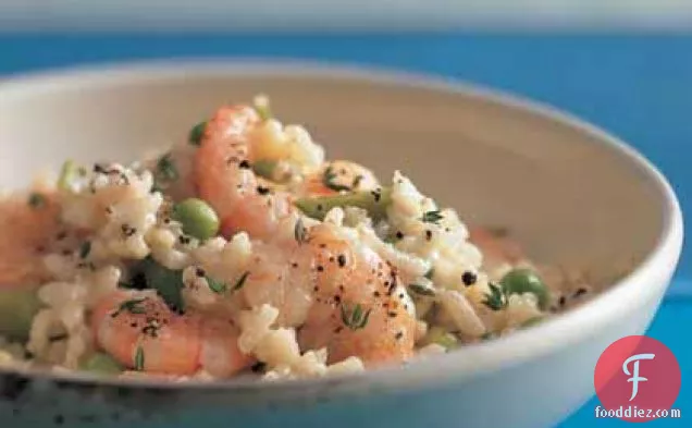Risotto with Snow Peas and Shrimp