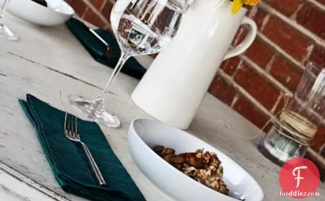 शेरी मशरूम के साथ स्मोक्ड बकरी पनीर रिसोट्टो