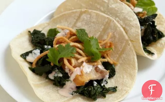 Southeast Asian Black Kale Taco (with a bit of Pork Belly)