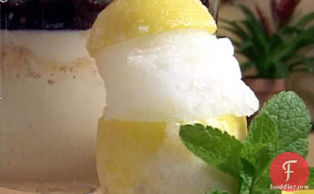 Lemon-Ginger Ice in Lemon Cups