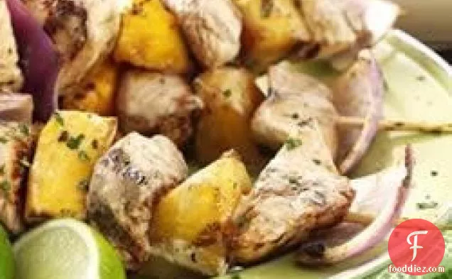 Grilled Chicken Skewers with Mango and Pineapple