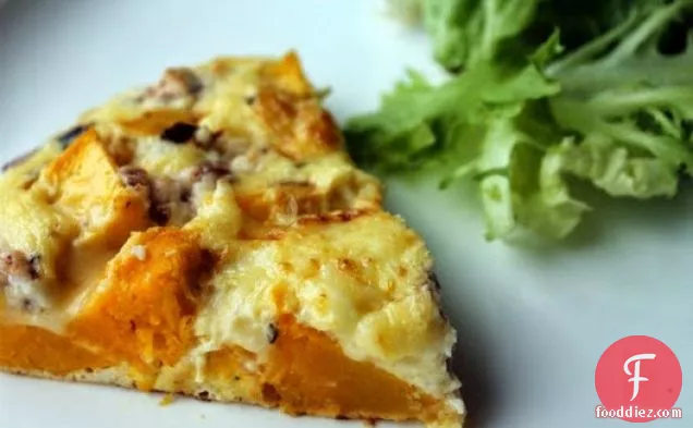 Roasted Pumpkin, Red Onion and Goats Cheese Frittata
