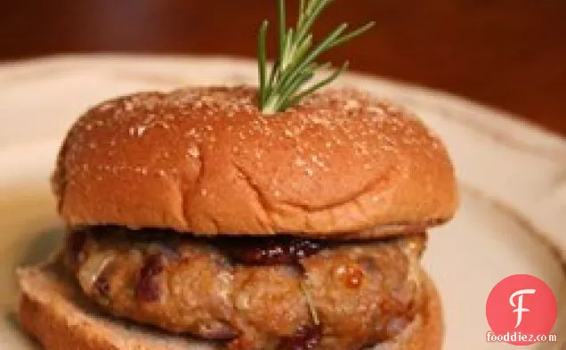 Turkey Burgers with Brie, Cranberries, and Fresh Rosemary