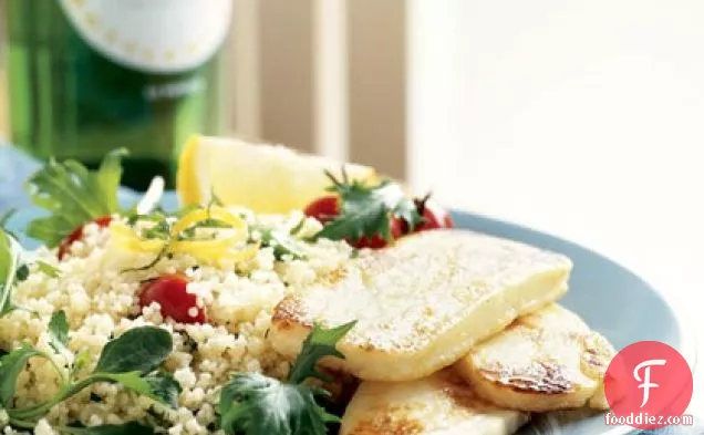 Halloumi with Couscous and Greens