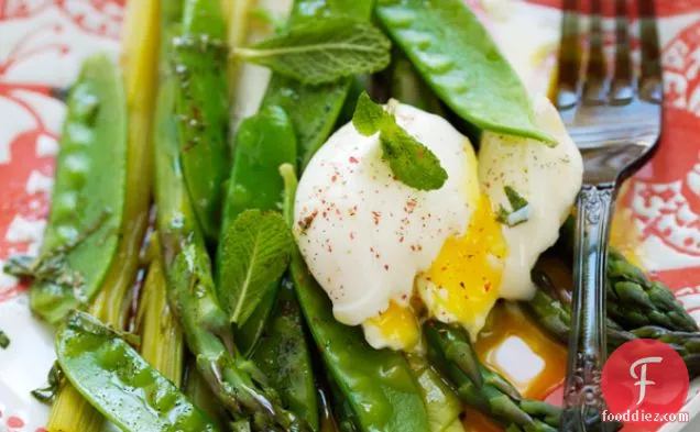 Spring Green Vegetables And Whole Soft-cooked Eggs Eggs, Vanill