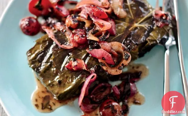 Bluefish with Grape Leaves
