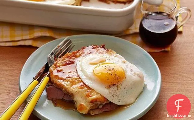 French Toast Croque Madame Casserole