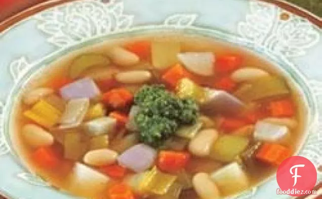 Swanson® Winter Vegetable Bean Soup with Pesto