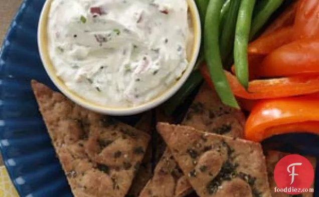 Chive Mascarpone Dip with Herbed Pita Chips