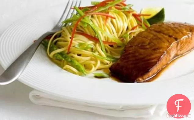 Soy & Sesame Salmon With Warm Noodle Salad