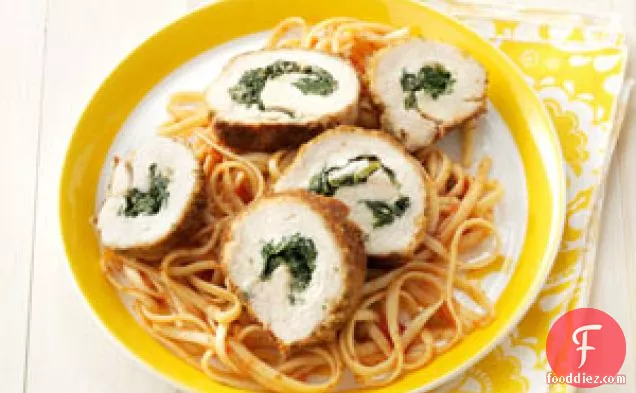 Spinach Stuffed Chicken with Linguine