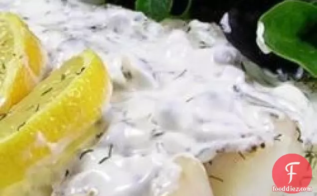 Baked Flounder With Dill And Caper Cream
