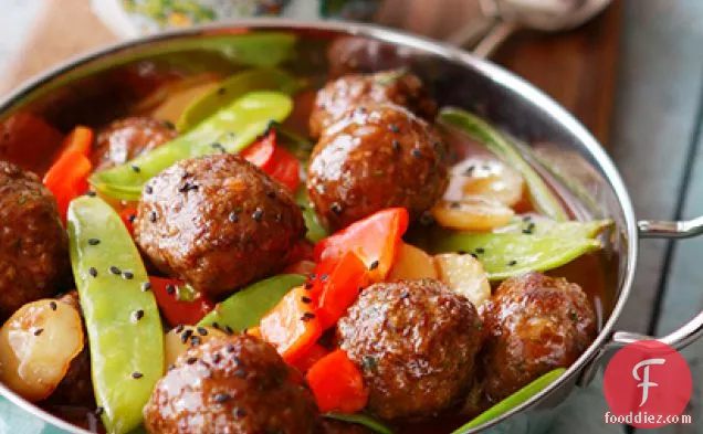 Sweet and Sour Asian Meatballs with Vegetables