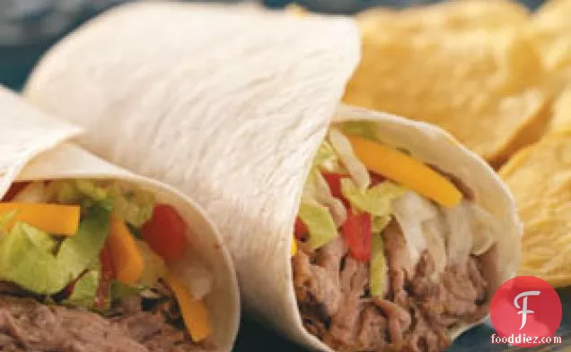 Slow-Cooked Green Chili Beef Burritos
