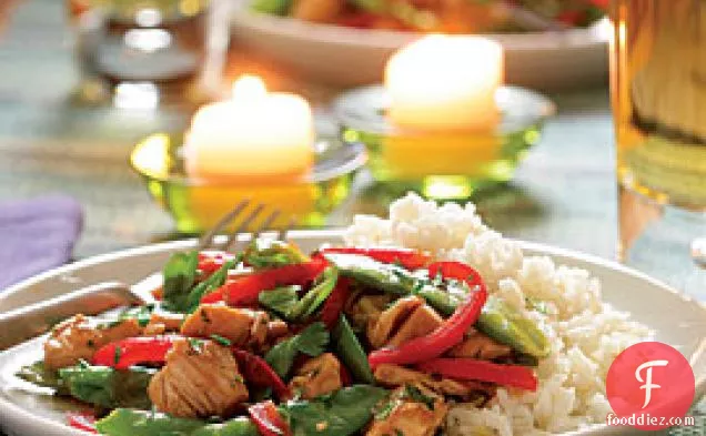 Coconut Rice With Chicken & Snow Peas