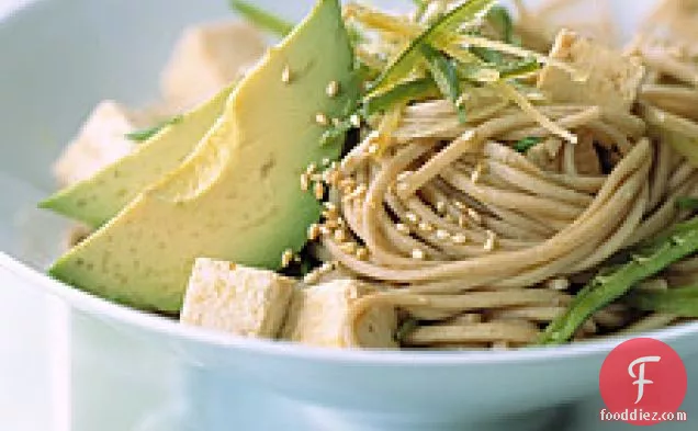 Soba Noodles With Tofu, Avocado, And Snow Peas