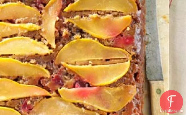 Pear-Cranberry Gingerbread Cake