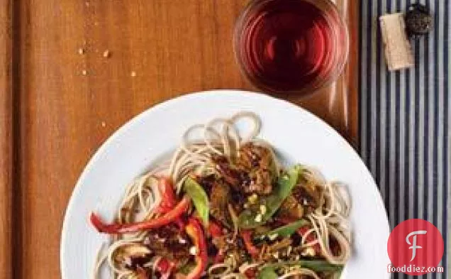 Slow-cooker Asian Pork With Snow Peas, Red Peppers, And Soba No