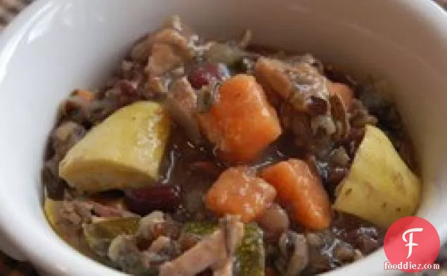 Chicken Soup with Adzuki Beans, Escarole, and Sweet Potato