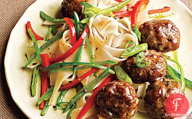 Gingery Pork Meatballs with Noodles