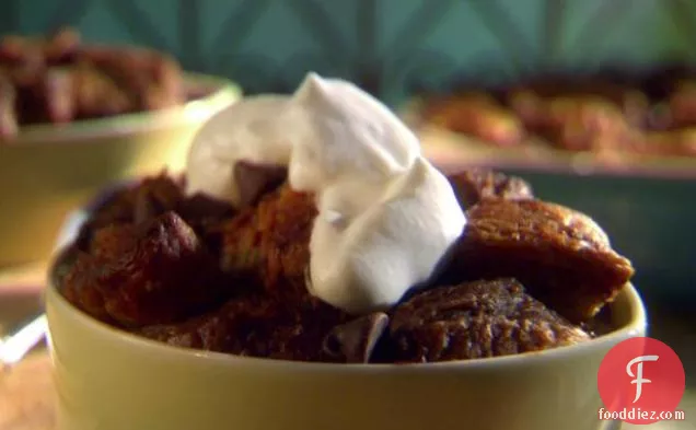 Double Chocolate Bread Pudding with Bourbon Whipped Cream