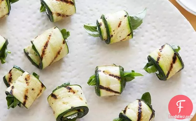 Grilled Zucchini Rolls with Herbs and Cheese