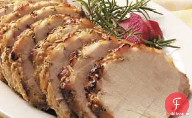 Dijon-Rubbed Pork with Rhubarb Sauce