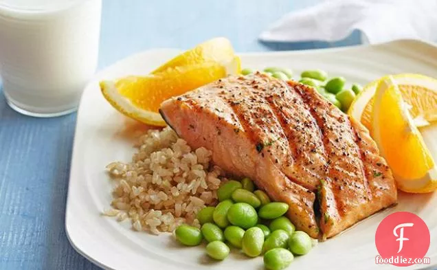 Honey Soy Grilled Salmon with Edamame and Brown Rice