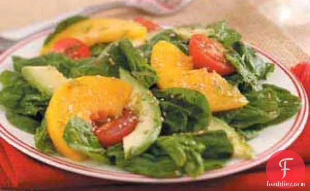 Avocado-Peach Spinach Salad