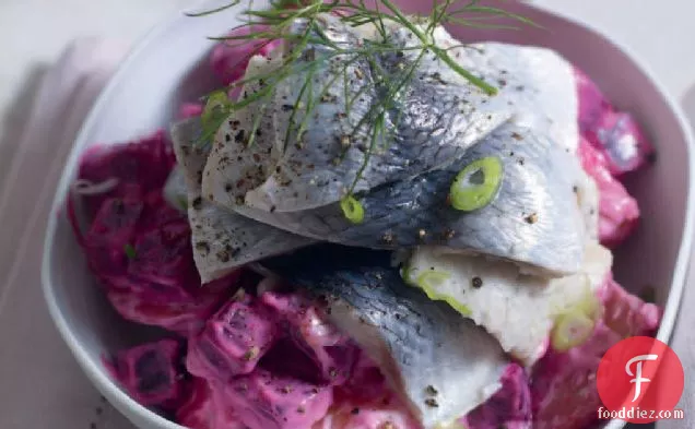 Herring salad with potatoes and beets