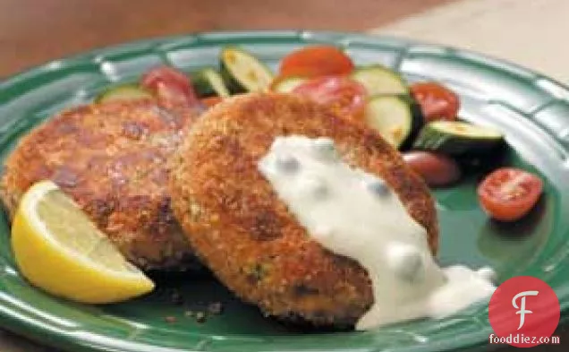 Salmon Patties with Caper Mayonnaise