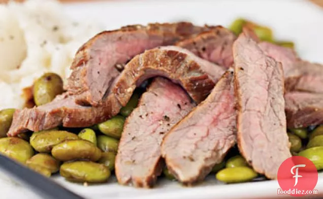 Flank Steak and Edamame with Wasabi Dressing