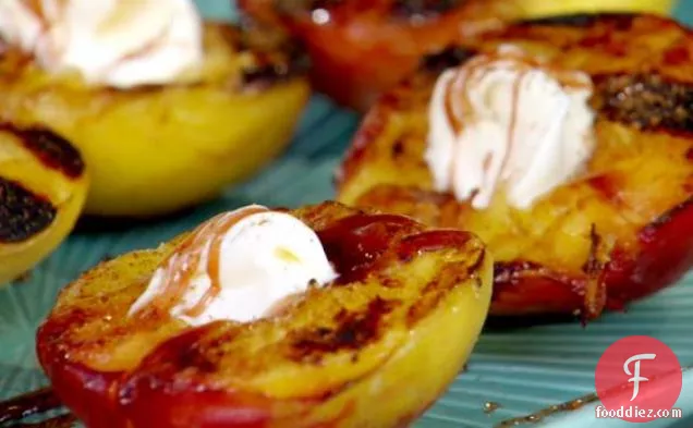 Grilled Peaches with Wine Syrup Two Ways