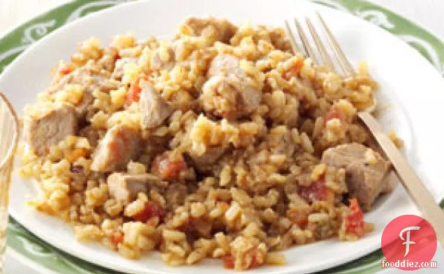 स्पेनिश चावल के साथ पोर्क