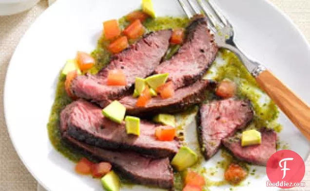 Flank Steak with Cilantro Salsa Verde