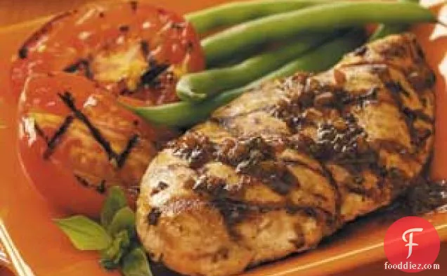 Grilled Basil Chicken and Tomatoes
