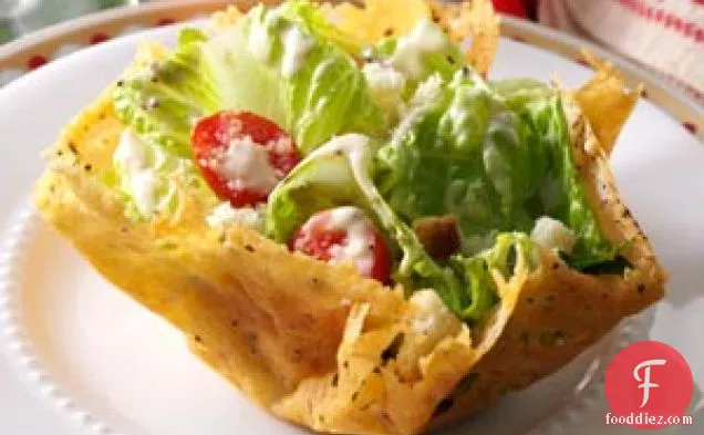 Caesar Salad in Peppered Parmesan Bowls