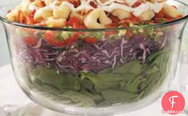 Layered Tortellini-Spinach Salad