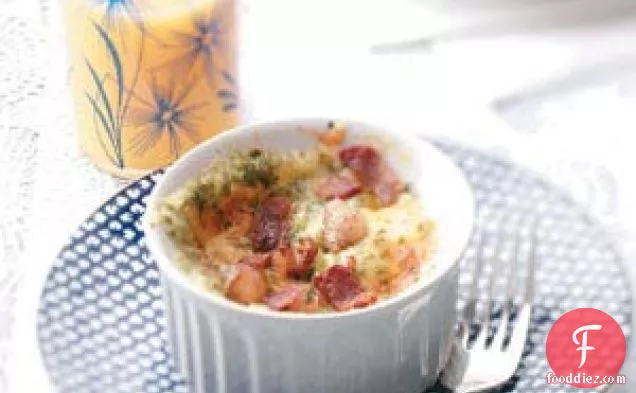 Baked Eggs with Cheddar and Bacon for Two